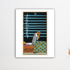 Póster de la carta del Tarot de las Nueve de Espadas, arte gótico, cartel de bruja del Tarot, impresión de arte metafísico sin marco
