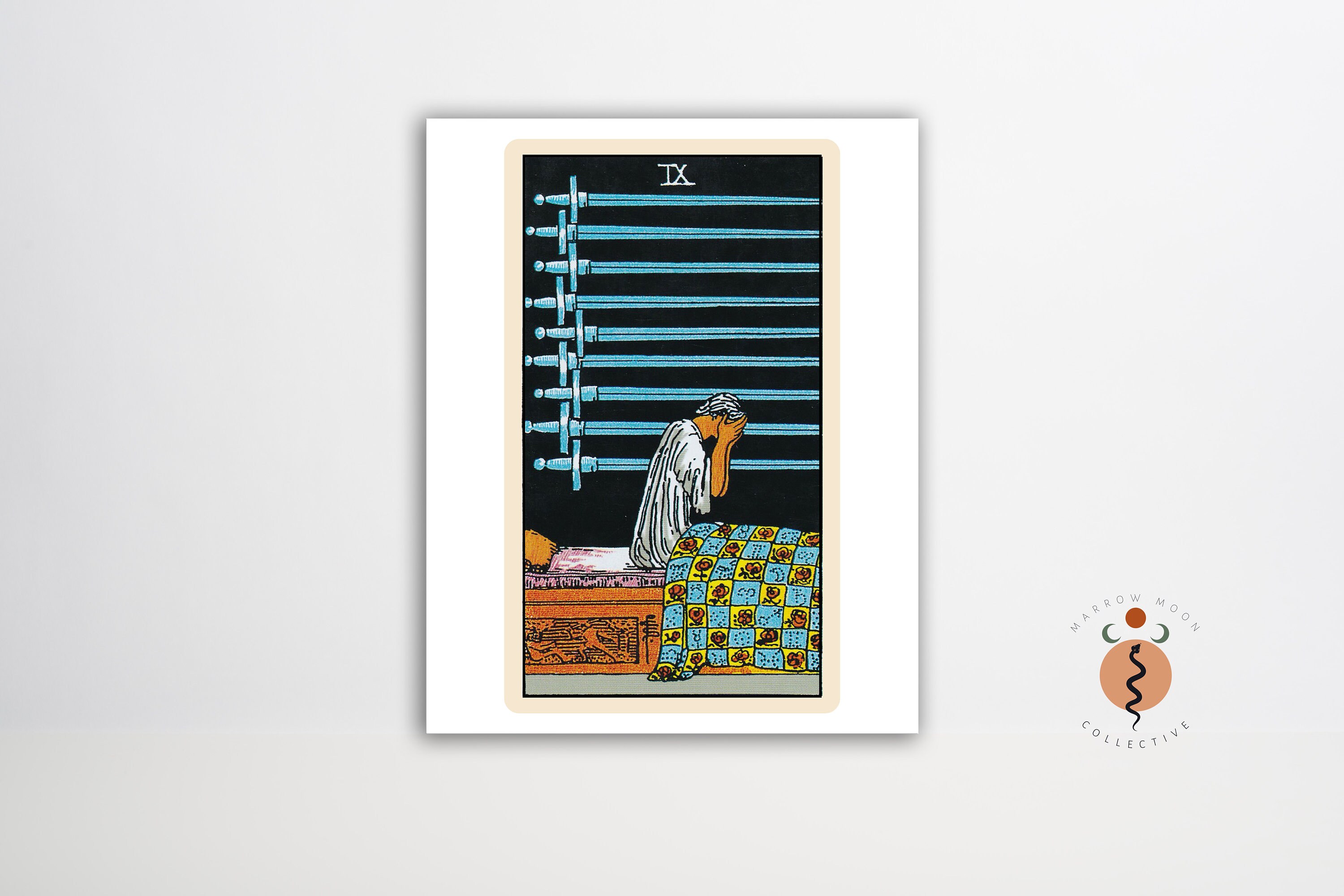 The Nine of Swords Tarot Card Poster Gothic Art Tarot Witchy Poster Unframed Metaphysical Art Print