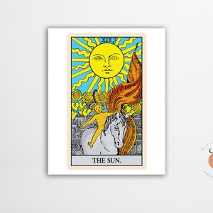 La carta del Tarot del Sol Impresión Arte Gótico Tarot Brujo Cartel Sin Marco Impresión de Arte Metafísico