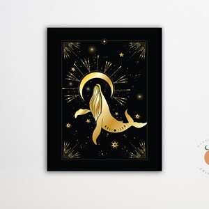 Wal Sterne Esoterische Kunst Witchy Poster Mystische Wandkunst Spirituelle Kunst