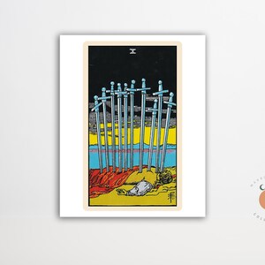 The Ten of Swords Tarot Card Poster Gothic Art Tarot Witchy Poster Unframed Metaphysical Art Print