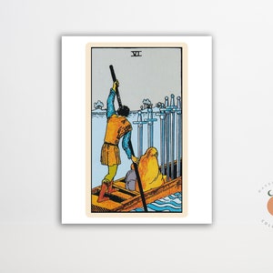 The Six of Swords Tarot Card Poster Gothic Art Tarot Witchy Poster Unframed Metaphysical Art Print
