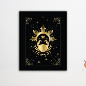 Magische Krabbe Himmlische Esoterische Kunst Witchy Poster Mystische Wandkunst Spirituelle Kunst
