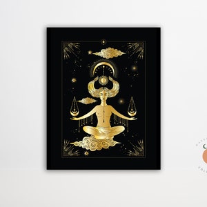 Mond Göttin Esoterik Esoterische Kunst Witchy Poster Mystische Wandkunst Spirituelle Kunst