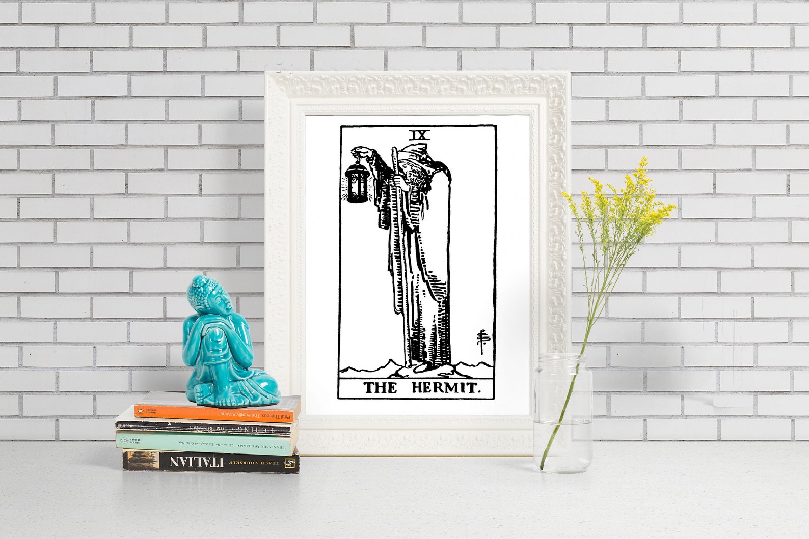 The Hermit Black and White Tarot Print Tarot Card Art Major Etsy