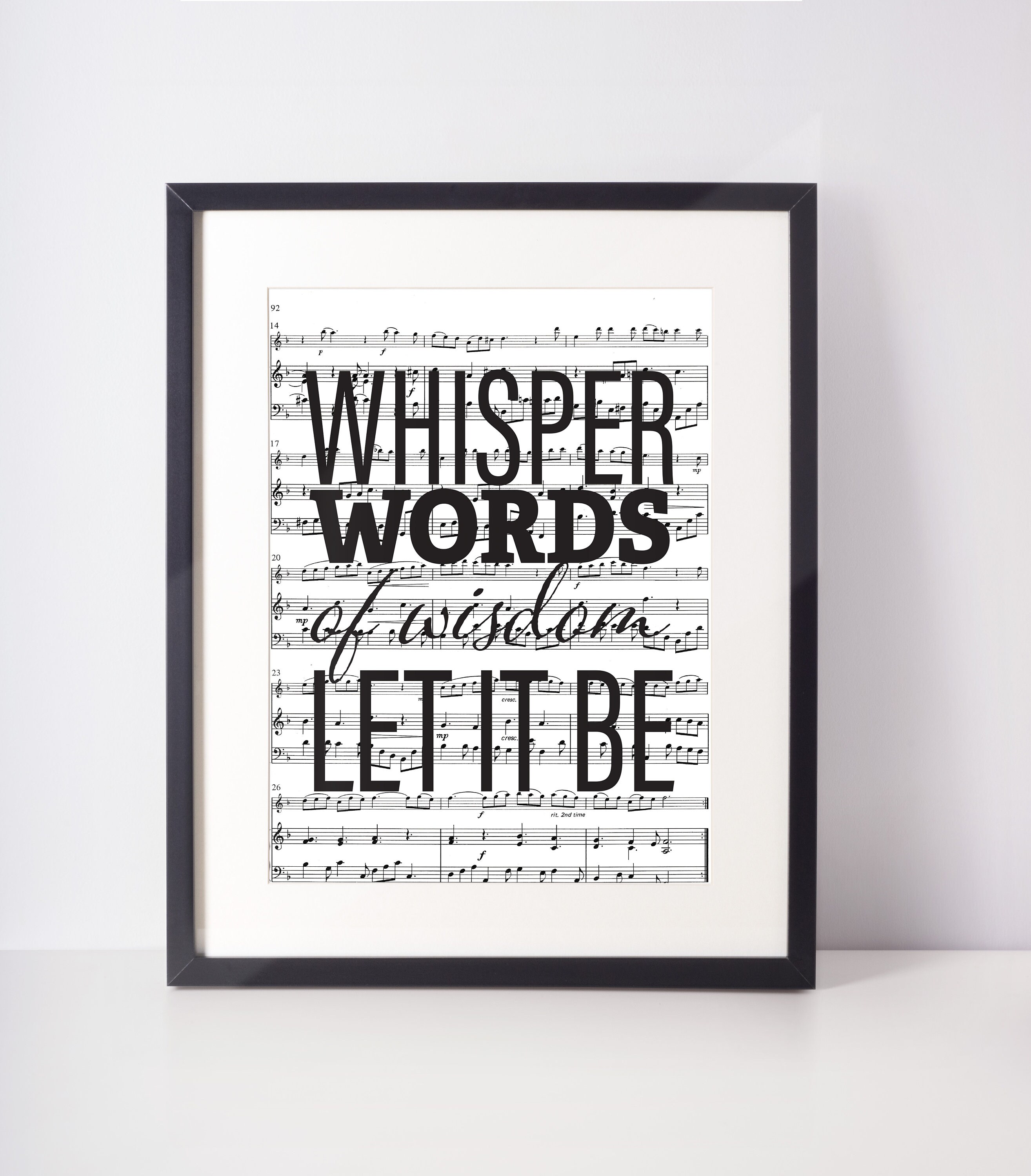 The Beatles Let it Be Lyrics Sheet Music Art Print Beatles Etsy