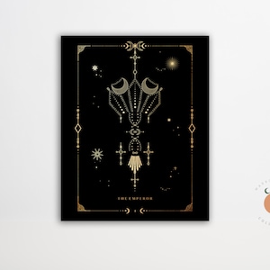 The Emperor Black and Gold Tarot Card Print Gothic Art Tarot Witchy Art Print