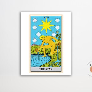 La carta del Tarot de la Estrella Impresión Arte Gótico Tarot Brujo Cartel Sin Marco Impresión de Arte Metafísico
