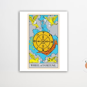 The Wheel of Fortune Tarot Card Print Gothic Art Tarot Witchy Poster Unframed Metaphysical Art Print
