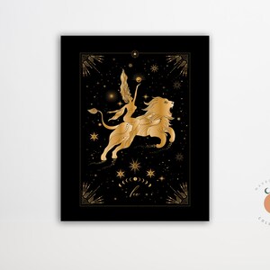 Leo Zodiac Sign Art Black and Gold Astrology Print Leo Constellation Poster Zodiac Gift