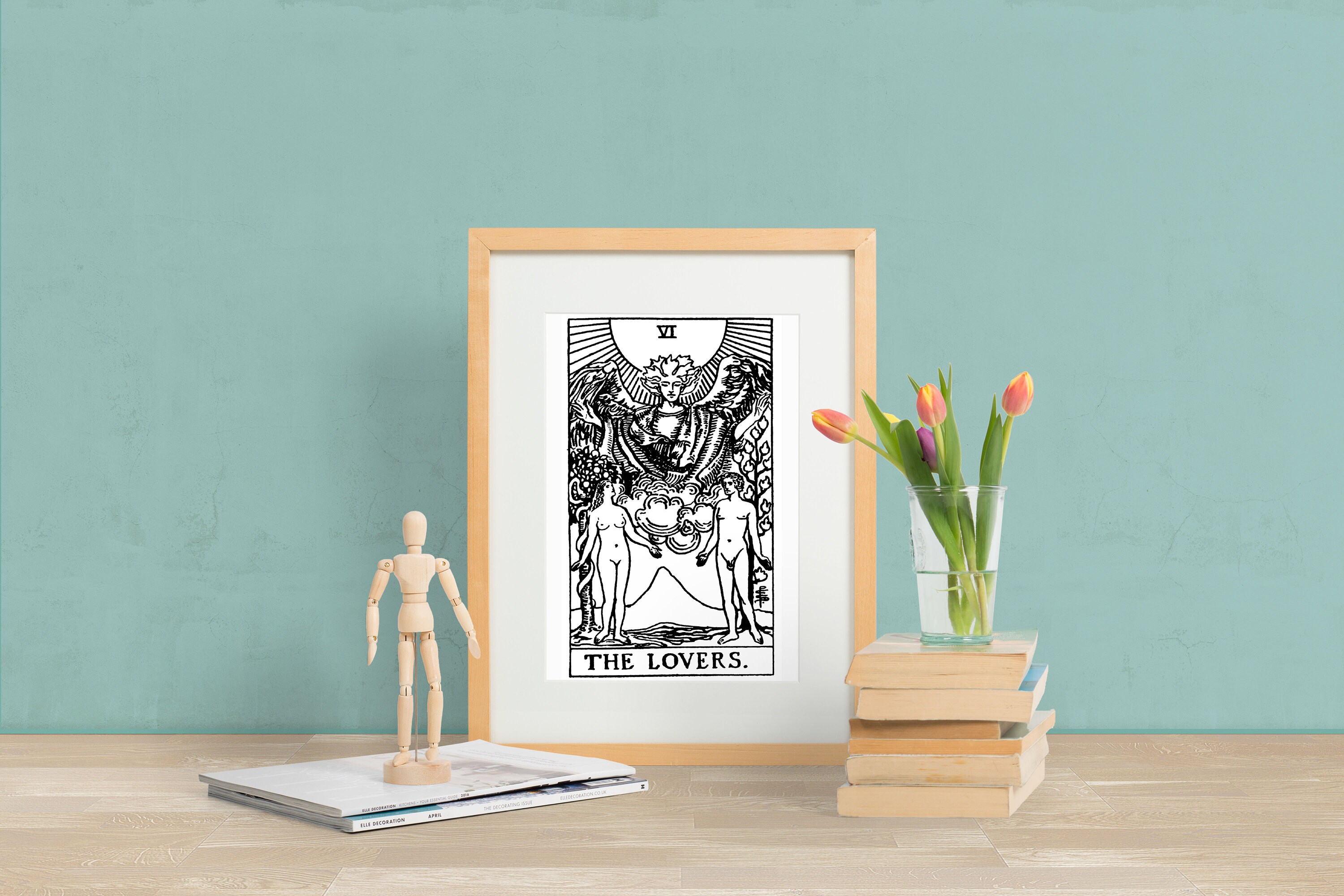 The Lovers Black and White Tarot Print Tarot Card Art Major Etsy UK