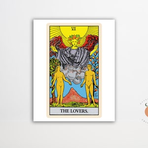 Die Liebenden Tarot Kartendruck Gothic Art Tarot Witchy Poster Ungerahmt Metaphysischer Kunstdruck