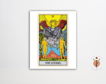 The Lovers Tarot Card Print Gothic Art Tarot Witchy Poster Unframed Metaphysical Art Print