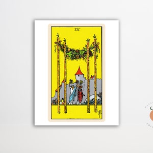 The Four of Wands Tarot Card Print Gothic Art Tarot Witchy Poster Unframed Metaphysical Art Print