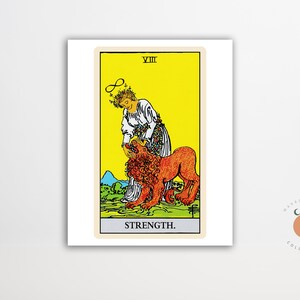 Strength Tarot Card Print Gothic Art Tarot Witchy Poster Unframed Metaphysical Art Print