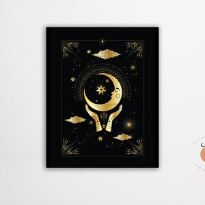 Mond Hände Esoterische Kunst Witchy Poster Mystische Wandkunst Spirituelle Kunst