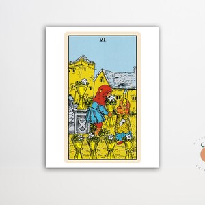 The Six of Cups Tarot Card Print Gothic Art Tarot Witchy Poster Unframed Metaphysical Art Print