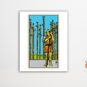 The Nine of Wands Tarot Card Print Gothic Art Tarot Witchy Poster Unframed Metaphysical Art Print