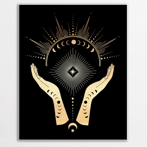 Serpent Stars Esoteric Art Moon and Stars Print Black Gold - Etsy