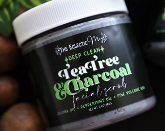 Tea Tree Facial Scrub w/ Activated Charcoal and Jojoba Oil