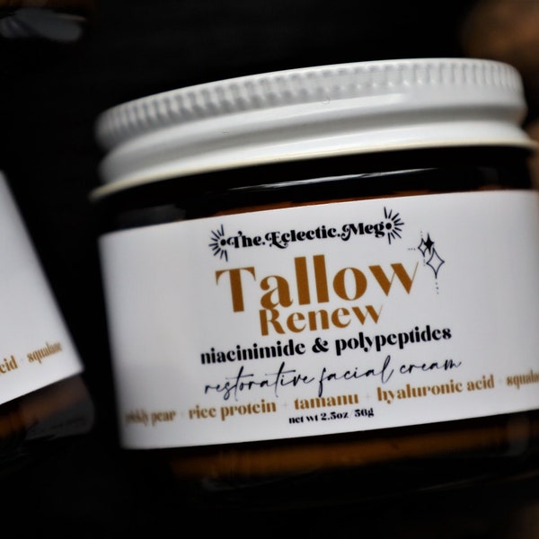 Tallow Face Cream w/ Niacinimade, Hyaluronic Acid, and Rice Protein