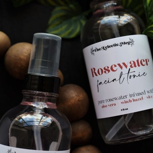 Rosewater Facial Tonic w/ Aloe Vera, Vit C, and Witch Hazel