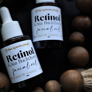 Retinol Facial Oil w/ Hemp Seed Oil, Sea Buckthorn, and Comfrey