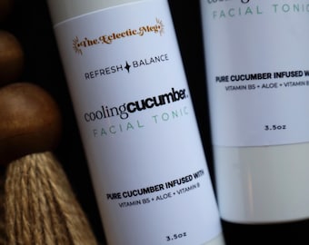 Cucumber Facial Tonic w/ Peppermint, Aloe Vera, Vit C, and VitB5