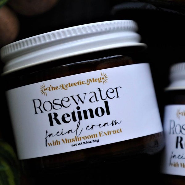 Rosewater Retinol Face Cream w/ Mushroom Extract, Comfrey Oil, and Jojoba