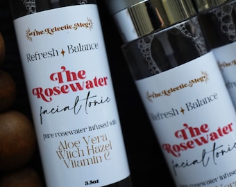 Rosewater Facial Tonic w/ Aloe Vera, Vit C, and Witch Hazel