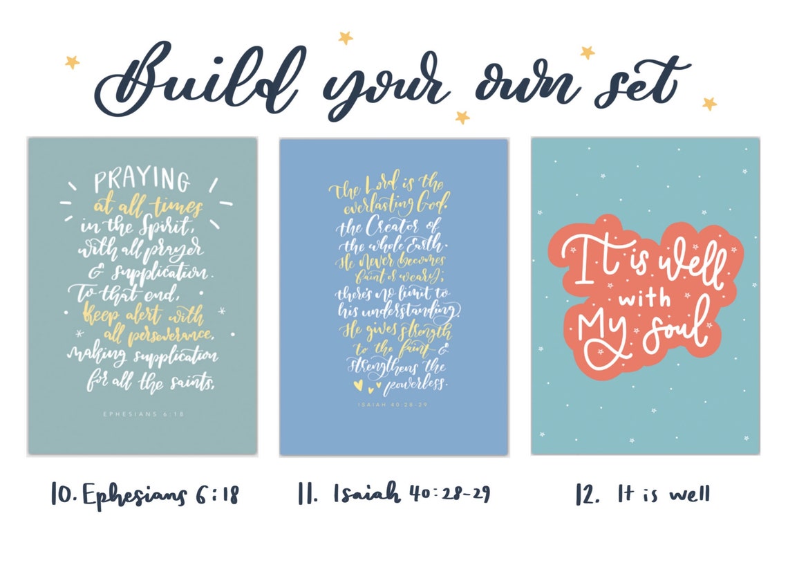 5x7 Christian Prints Calligraphy Gallery wall | Etsy