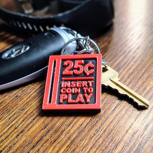 Retro Arcade Coin Slot Key Ring / Keychain / Bag Charm / Zipper Pull / 3D Printed