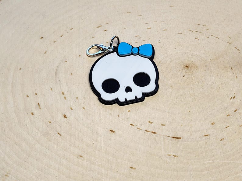 Cute Skull Key Ring / Keychain / Bag Tag / Bag Charm / Zipper Pull