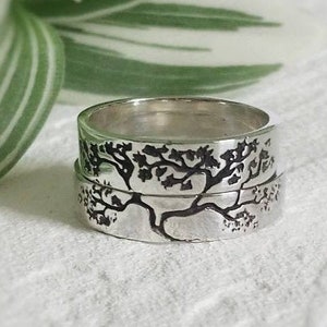 Wedding Rings Personalized engraving 925 Sterling Silver jewelry Tree of Life Ring Family Tree Ring Nature Pagan rings Woodland Tree Branch