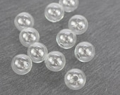 12 x Hollow Beads 16 mm 1-hole clear glass bead NEW