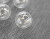 12 x Hollow Beads 18 mm 1-hole clear glass bead NEW
