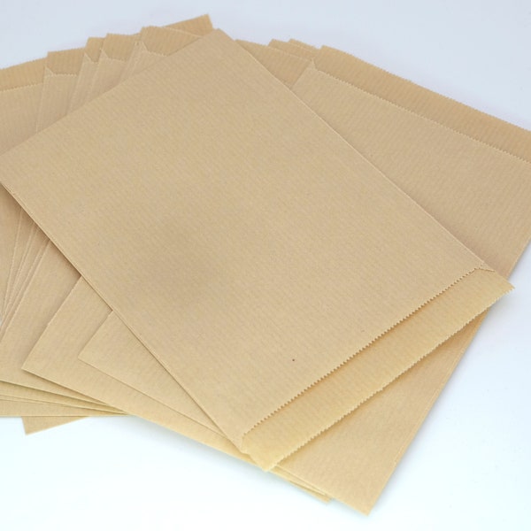 25 Papiertüten beige Flachbeutel S Geschenktüten 12,5 x 17,5 cm