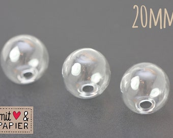 3 x hollow beads 20 mm with 1 hole glass bead filler