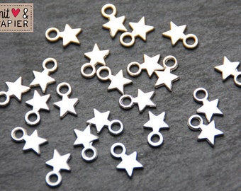 20 x Star pendants Star silver-coloured