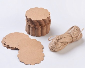 24 kraft paper gift tags wave edge tags 60 mm