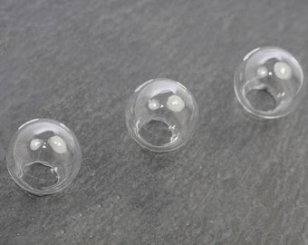 3 Hohlperlen 20mm mit 12mm Öffnung Glashohlperlen