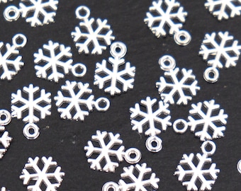 10 x Snowflake Snow Crystal silver