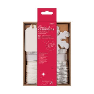 docraft Creat set de regalo navideño fieltro y papel blanco-plateado 14 piezas
