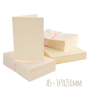 10 buste per biglietti pieghevoli DIN A5 crema