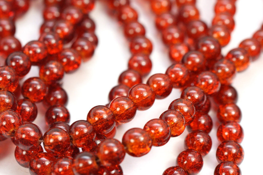 20 Glass Beads CRACKLE 8 Mm Brown Glass Bead Etsy