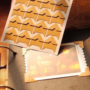 Pack de 48 coins photo papier kraft coin marron vintage
