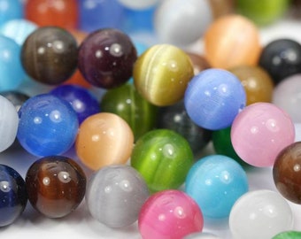 10 Cat Eyes Polaris Beads Colorful Glass Beads