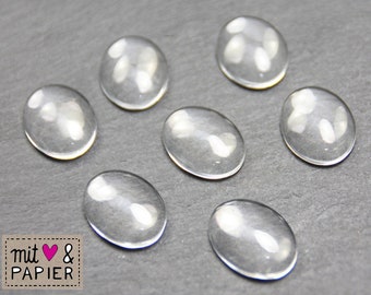 10 x glass cabochons 25 x 18 mm clear cabochons