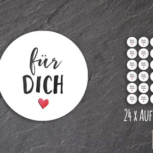 24 x Aufkleber "Für Dich" 40mm weiß Etiketten