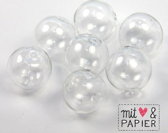 50 x Hohlperlen 20mm klar transparent Glasperle